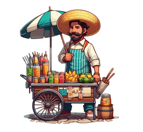 Street Vendor Cartoon Art, Street Vendor, Street Food, Shopkeeper PNG
