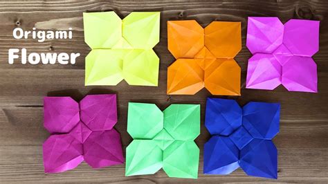 【折り紙1枚でできる】花③平面の折り方 Origami Flower Youtube