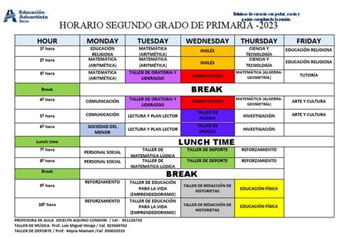 Horario Segundo Grado De Primaria 2023 Segundo Semestre Descargar Gratis Pdf Observación