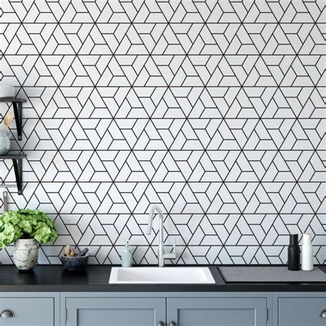 Geometric Removable Wallpaper. Bathroom Wallpaper. Modern | Etsy