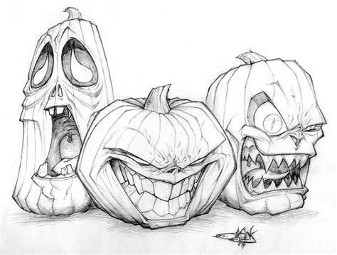 Jack O Lantern Trio By The Ht Wacom Man Drawings Halloween Drawings