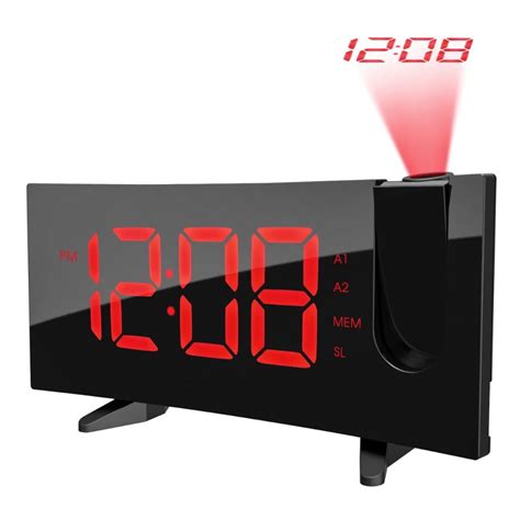 Victsing Projection Alarm Clock Curved Screen Projection Clock Digital Fm Clock Radio With