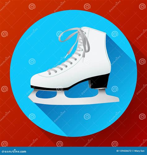 White Classic Ice Skates Icon On Blue Stock Vector Illustration Of