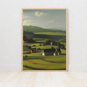 Country Farm Printable Wall Art, Landscape Art Print Instant Download ...