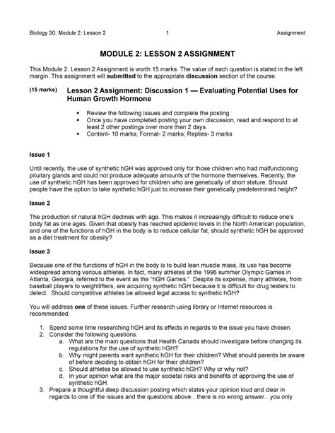 M2 L2 Blood Pressure Biology 30 Module 2 Lesson 2 1 Assignment