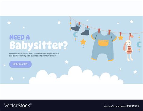 Babysitter advertising poster Royalty Free Vector Image