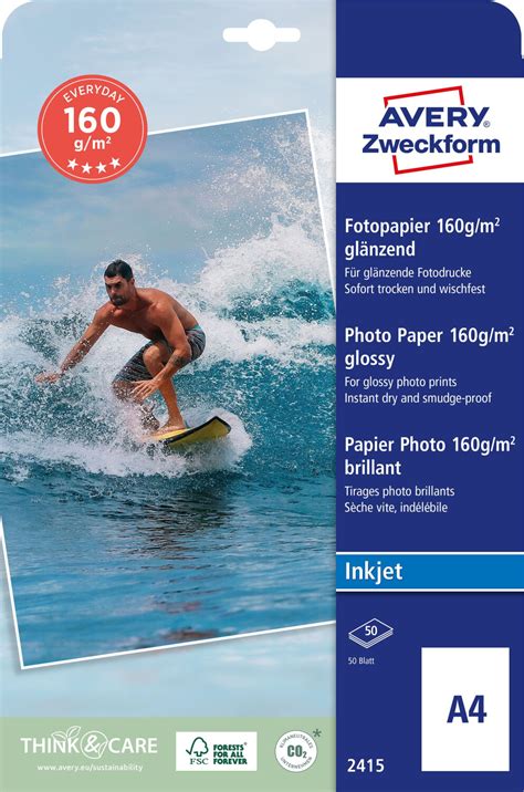 Avery Zweckform Classic Inkjet Fotopapier 2415 Ab 9 21