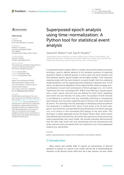 Pdf Superposed Epoch Analysis Using Time Normalization A Python Tool