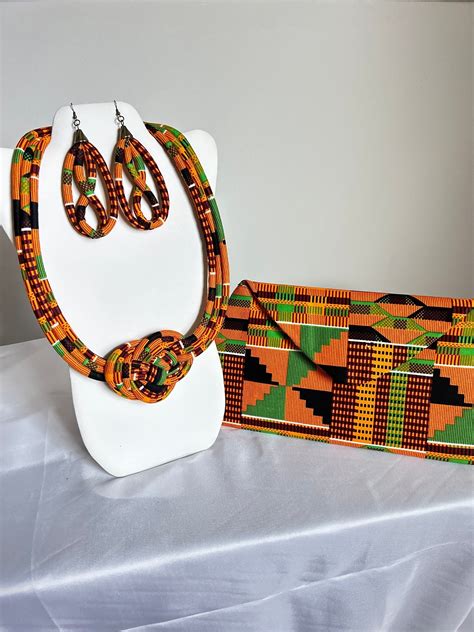 African Print Ankara Statement Necklace With Matching Clutch Bag Etsy Clutch Bag African