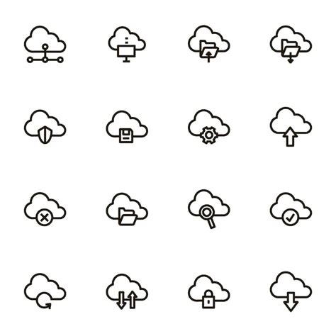 Premium Vector Cloud Computing Signs Black Thin Line Icon Set Vector