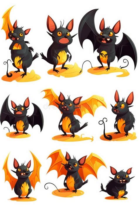 Bats Cartoon Set. Halloween Illustration. Stock Illustration ...