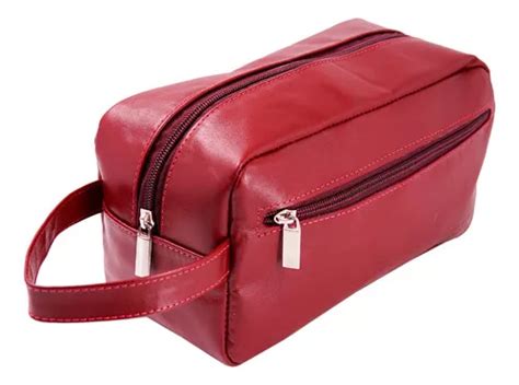 Necessaire Masculina Couro Legitimo Mala Viagem Cor Vermelho Mercadolivre