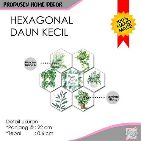 Jual Hiasan Dinding Poster Kayu Pajangan Walldecor In Hexagonal