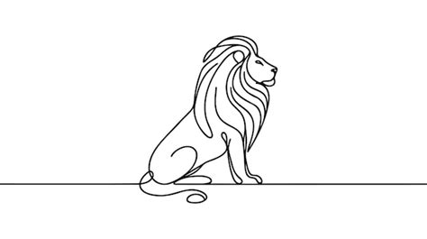 Premium Vector One Line Design Silhouette Of Lion Hand Drawn