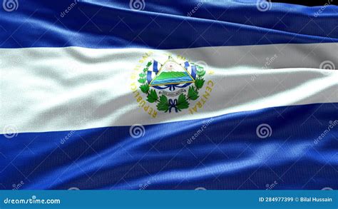 K Render El Salvador Flag Video Waving In Wind El Salvador Flag Wave