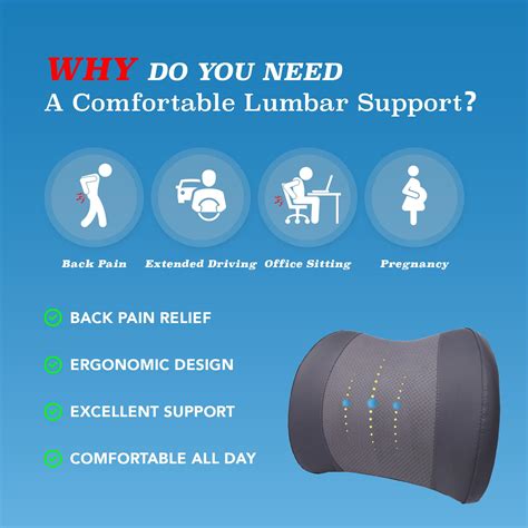 Lumbar Support Pillow Memory Foam Lumbar Pillow For Lower Back Pain Relief Car