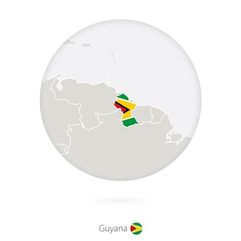 Mapa Da Guiana E Bandeira Nacional Em Um C Rculo Contorno Do Mapa Da