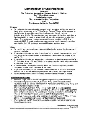 Fillable Online Csb Ywca Cmha Hff Sa Memorandum Of Understanding Fy