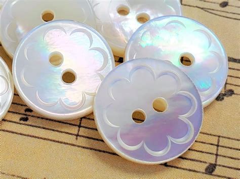 Vintage Mother Of Pearl Flower Buttons Choose Quantity Etsy