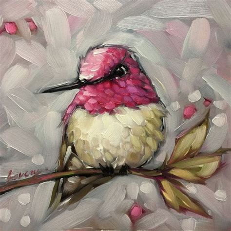 Annas Hummingbird Painting X Original Impressionistic Oil Painting