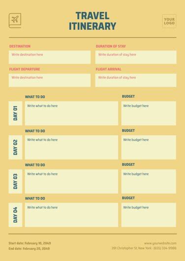 Free travel itinerary templates to edit and print 