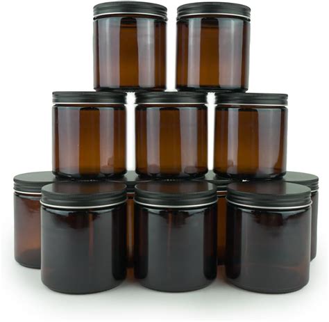 Amazon Pack Amber Glass Jars Oz Thick Amber Round Glass Jars