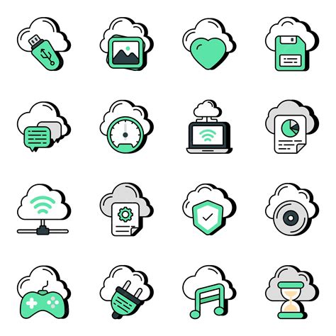 Premium Vector Pack Of Cloud Technology Flat Icons