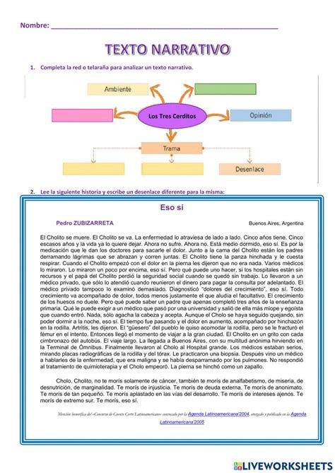 Texto Narrativo Lengua Y Literatura Exercise Live Worksheets