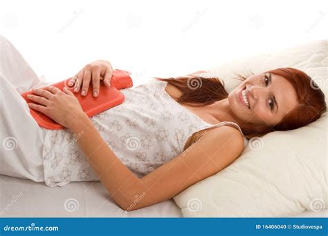 Woman With Hot Water Bottle Stock Photo Image Of Enjoying Lady 16406040