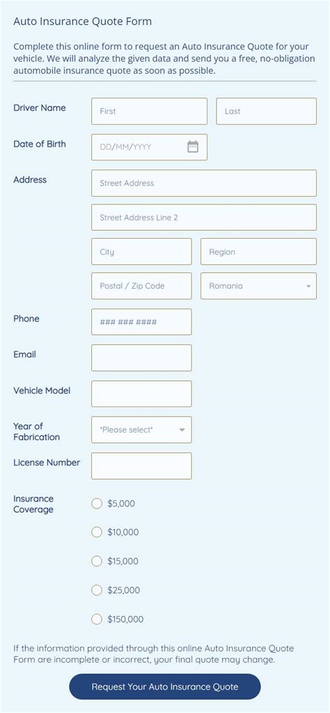 Insurance Quote Template Word