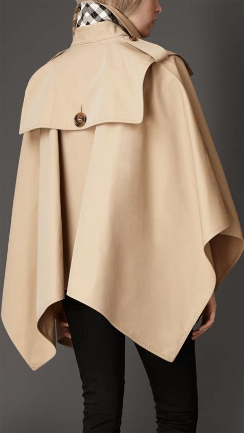 Lyst Burberry Cotton Gabardine Trench Cape In Natural