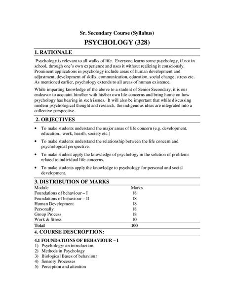 NIOS Class 12 Syllabus 2023 Psychology