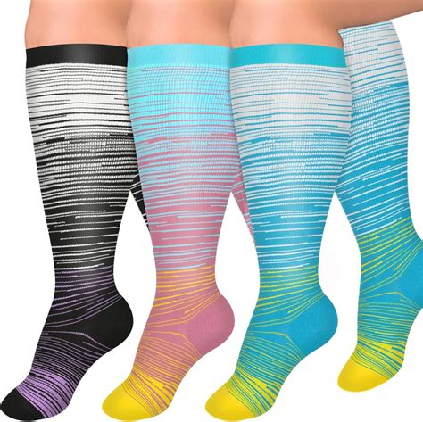 Dalrosia 3 Pairs Plus Size Compression Socks Wide Calf For Women Men