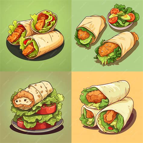 Mini Chicken Caesar Wraps Vector Premium