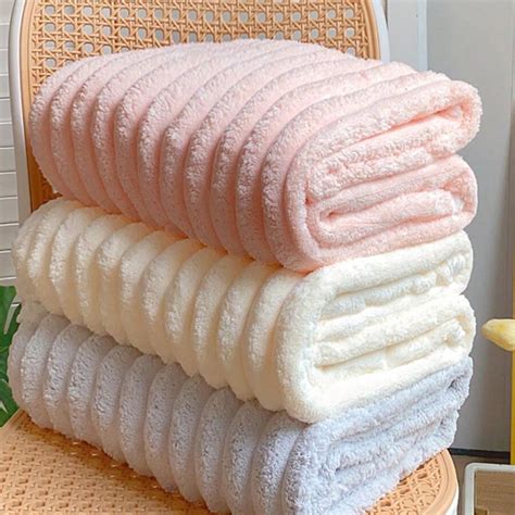 Gray Candy Stripe Coral Velvet Bath Towel Set For Home Bathroom 3pcs Super Absorbent Quick