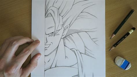 How To Draw Goku Super Saiyan 3 Half Face SSJ3 Goku Drawing Tutorial