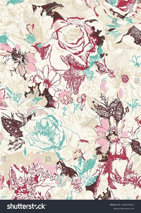 Floral Colorful Fabric Patterns Combined Motifs Stock Illustration 2160079611 Shuttersto In