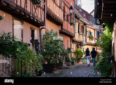 The Picturesque Visit Of Eguisheim In The Alsace Area Of France Stock