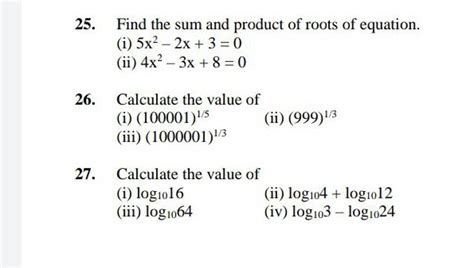 Find The Sum And Product Of Roots Of Equation Filo