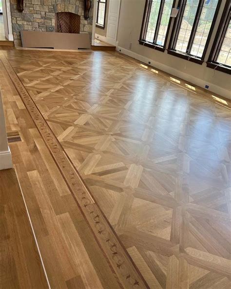 Example Of Wood Custom Flooring Custom Rq White Oak Parquet With Border Id651 Czar Floors