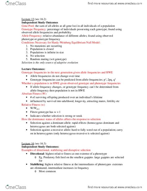 Biology 1001A Midterm Lecture Outcomes Since Midterm Docx OneClass