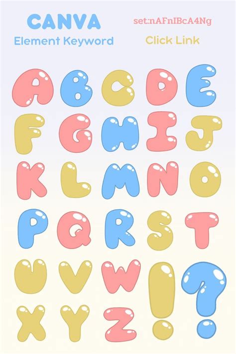 BUBBLE FONT ELEMENT | Cute fonts alphabet, Canvas designs, Canvas learning