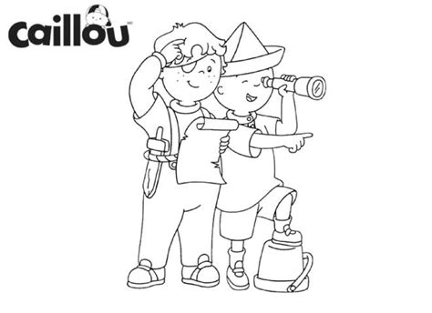 Coloriage Caillou Avec Son Ami L O Dessin Gratuit Imprimer