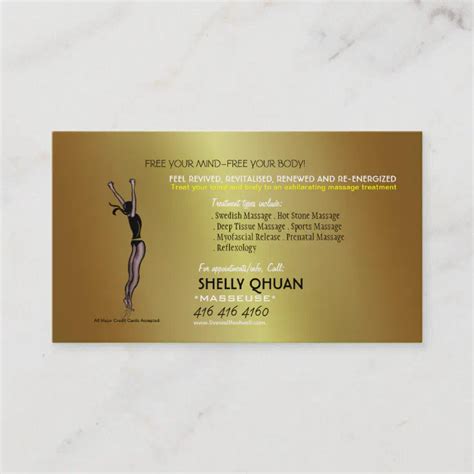 Gold Masseuse Massage Therapist Business Card Zazzle