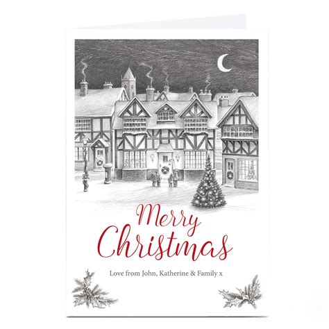 Buy Personalised Christmas Card Winter Village Sketch For Gbp 1 79 Card Factory Uk