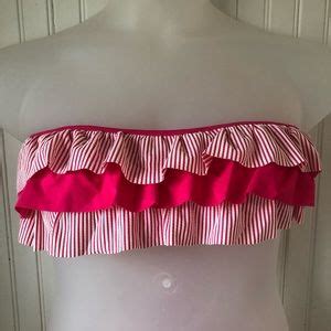 Jessica Simpson Swim Jessica Simpson Swimwear Pc Bikini Pink White Stripe Ruffle Size