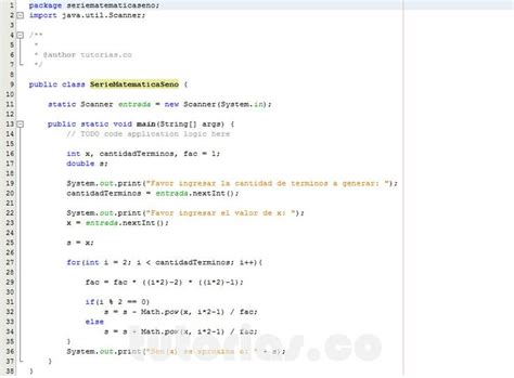 Ciclo For En Java Serie Matem Tica Seno