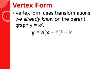 6.2 vertex form | PPT