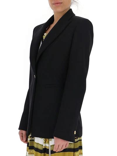 Versace Medusa Embellished Button Single Breasted Blazer In Black Modesens