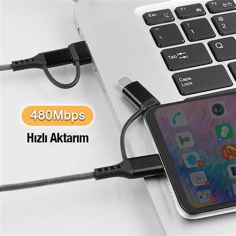 ALLY 4in1 USB Type C 60W İPhone Hızlı Şarj PD Kablosu Diğer Usb